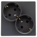 Розетка двойная с заземлением Schuko 2х2Р+Е 16A 250В, цвет графит, Simon 24 Harmonie
