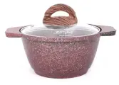 Кастрюля Kukmara 1 л, Granit Ultra red, стеклянная крышка 16см, литой алюминий, кга12а