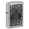 Зажигалка ZIPPO Ace Of Spades с покрытием Brushed Chrome, латунь/сталь, серебристая, 38x13x57 мм
