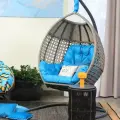 Подвесное кресло, Качели подвесные, Качели гнездо для сада, дачи, (Ш1100хГ1300хВ2000 мм), Авиано MALACCA, тауп океан