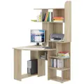 Стол компьютерный угловой КС-54 с надстройкой, стеллажом дуб сонома