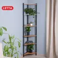 Стеллаж LETTA, для офиса, для дома, угловой, дуб Вотан, черный металл
