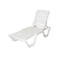 Шезлонг СПГ, складная конструкция, регулировка наклона спинки, пластик, белый