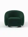 Кресло Крутящееся Manons Maison Kali, механизм Нераскладной, Велюр темно-зеленый/цоколь Silver, 82х73х79 см