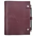 Ежедневник недатированный кожаный на кольцах А5. Бордовый (винный). С застежкой на две кнопки и отделением для ручки