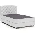 Тахта Премиум 100х198 см, с матрасом, подъемный механизм, с ящиком, серая рогожка и белая экокожа