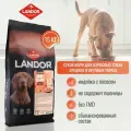 LANDOR Полнорационный сухой корм для взрослых собак cредних и крупных пород c индейкой и лососем, 15 кг