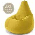 Кресло мешок Laavi Home кресло груша, размер ХXXL, мебельный велюр, горчичный
