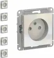 Механизм розетки Schneider Electric AtlasDesign без заземления со шторками жемчуг (комплект из 5 шт)