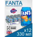 Fanta Pineapple-Grapefruit, 0.33 л, 12 шт, банка (газированный напиток Фанта Ананас-Грейпфрут, жб, Великобритания)