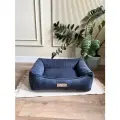 Лежанка со съёмным чехлом Pets Parking, S (65x50 см), для кошек и собак, велюр, гипоаллергенный холлофайбер, синяя