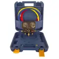 Манометрический коллектор Value VRM2-B-0401 (R22, R134A, R410A, R407C; 2-х вентильный; 3 шланга 150см, переходники с R-410A / R-22; упак. кейс)