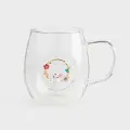 Кружка, 470 мл, стекло Б/металл, Кролик в цветах