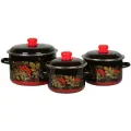 Набор кастрюль эмалиров. №19 рябина черн. (2 + 3 + 5,5 Л) стальэмаль 7KB191M
