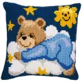 PN-0008573 Набор для вышивания крестом (подушка) Vervaco Blue Nightime Bear Мишка в голубом на облачке