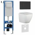 Комплект 6 в 1 инсталляция 40 см, унитаз TORNADO белый BILBAO ALTO (IB. BLA.234.1B1), клавиша смыва черный матовый, нержавеющая сталь INOX-C (IB. B011.002.003)