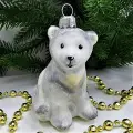 Irena-Co елочная игрушка, стекло Медвежонок флок (8х5,5х6,5см)