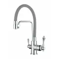 Кухонный кран с гибким изливом и под. фильтр Ganzer GZ77025-H серый