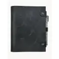 Ежедневник недатированный кожаный на кольцах А5. Черный. С застежкой на две кнопки и отделением для ручки