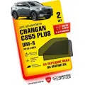 Каркасные шторки, сетки на магнитах для автомобиля Changan CS55 PLUS (Чанган ЦС55 плюс) 2019-2025, UNI-S (Юни С) 2024, автошторки на передние боковые стекла окна, Кобра Тюнинг - 2 шт.