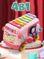 Музыкальный развивающий центр WiMi, игрушка автобус монтессори 4 в 1, бизиборд с ксилофоном и сортером