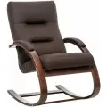 Кресло-качалка Leset Милано, Орех текстура, ткань рогожка Малмо 28 коричневая