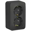 Розетка двухместная антрацит Systeme Electric Blanca с заземлением без шторок 16А, 250В, (комплект 5шт)