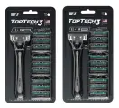 Мужская бритва TopTech pro 3, 3 лезвия, 1 станок + 19 сменных кассет, 2 уп