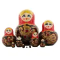 Матрешка Птица счастья красно-черная, фигурная, 10 мест (24494)