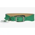 MR.KRANCH Ошейник для собак из натуральной кожи с QR-адресником 33-40см зеленый