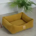Лежанка для собак и кошек со съемным чехлом IvPetRoom Comfort XS 50x40 микровелюр горчичный
