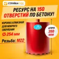 Коронка алмазная М22 254*350 мм мокрорез по бетону, кирпичу для сухого и мокрого бурения