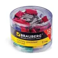 BRAUBERG Зажимы для бумаги 221131 51 мм красный/синий/желтый/зеленый 12 шт.