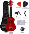 Укулеле сопрано, DAVINCI VINS-10RD PACK, подарочный набор, цвет красный, 12 ладов, дерево