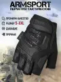 Перчатки тактические мужские без пальцев Armsport, короткие мотоперчатки с защитными вставками, черные, XL