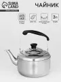 Чайник из нержавеющей стали со свистком, 3 л, цвет хромированный