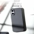 Люксовый кожаный чехол Broscorp на Apple iPhone 16 (Айфон 16), натуральная кожа, серый графит