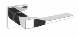 Ручка дверная межкомнатная на квадратной розетке Турин, хром блестящий