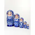 Матрешка деревянная детская традиционная гжель развивающая игрушка 5 мест 18 см Орнамент