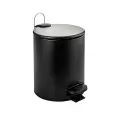 Мусорное ведро санакс 10501 черное круглое 5л с микролифтом из нержавеющей стали с педалью с плоской крышкой