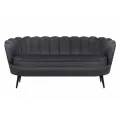 Прямой дизайнерский диван ракушка, Pearl triple black, черный с черными ножками