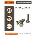 Болт М10х1,25х35 ГОСТ 7798-70 (DIN 960) кл. пр. 8.8 в цинке, высокопрочный, мелкая резьба, уп. - 100 шт.