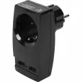 Разветвитель Эра SP-1e 1 розетка с заземлением 16 А 2 USB 2.1 А цвет черный