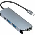 Док-станция KS-IS KS-505, USB-C, 2 x USB-A, 1 x USB-C, видео до 4K 30 Гц, питание USB-C PD до 100 Вт, корпус металл
