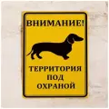 Металлическая табличка Территория под охраной таксы, металл, 20х30 см