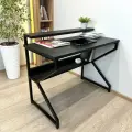 Компьютерный стол REX 101х60х75 (черный) LOFT, игровой стол с дополнительными полками