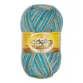 Пряжа ADELIA JAKE 75 % шерсть, 25 % нейлон 5 шт. х 100 г 400 м ± 15 м №22 белый-песочный-бирюзовый-голубой