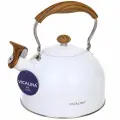 Чайник со свистком для газовой, индукционной плиты Vicalina 2,5 л из нержавеющей стали, белый Мирель