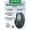 Мышка компьютерная беспроводная UGREEN MU006S (85082) Ergonomic Wireless 4000DPI 2.4G&BT Mouse. Цвет: черный