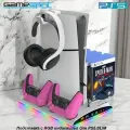 Подставка с RGB индикацией 3-мя USB для консоли PS5 SLIM с зарядкой геймпадов DualSense 0331